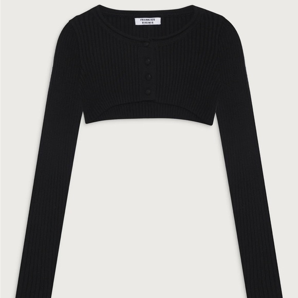 BNWT FRANKIE’S BIKINIS NILA RIBBED CLOUD KNIT SHRUG IN XS BLACK - Picture 2 of 4